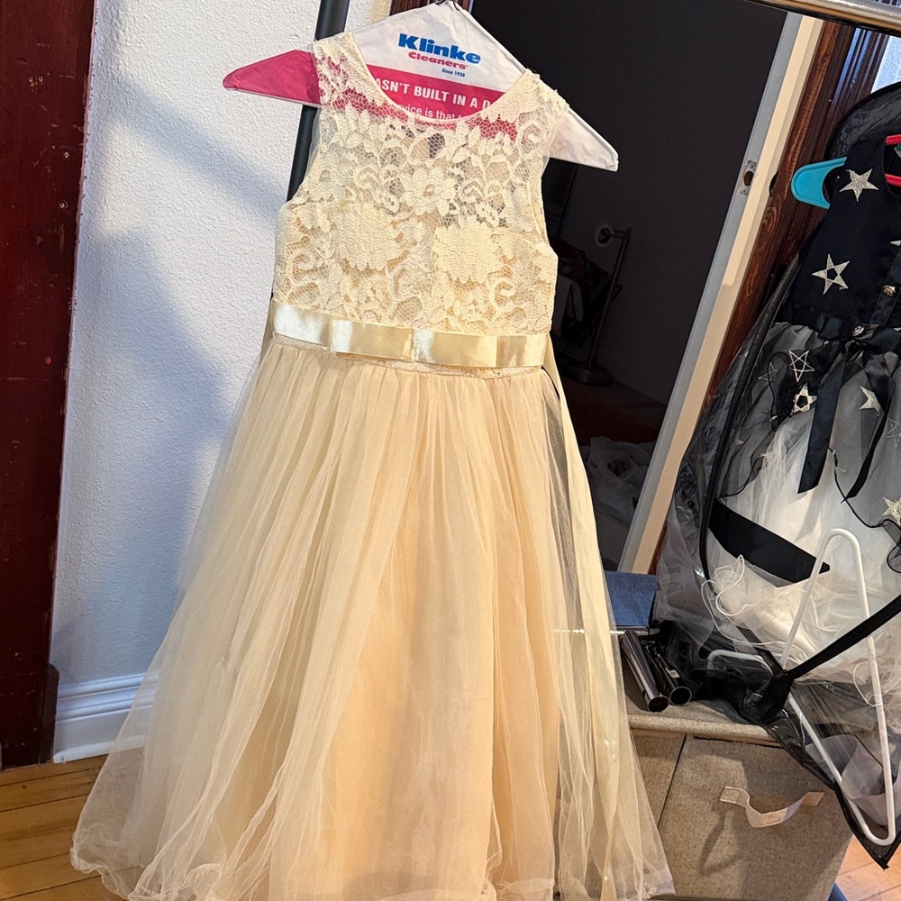 Elegant Cream Lace Kids Dress